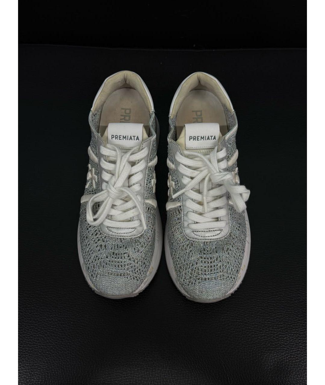 PREMIATA Серебряные кожаные кроссовки, фото 3