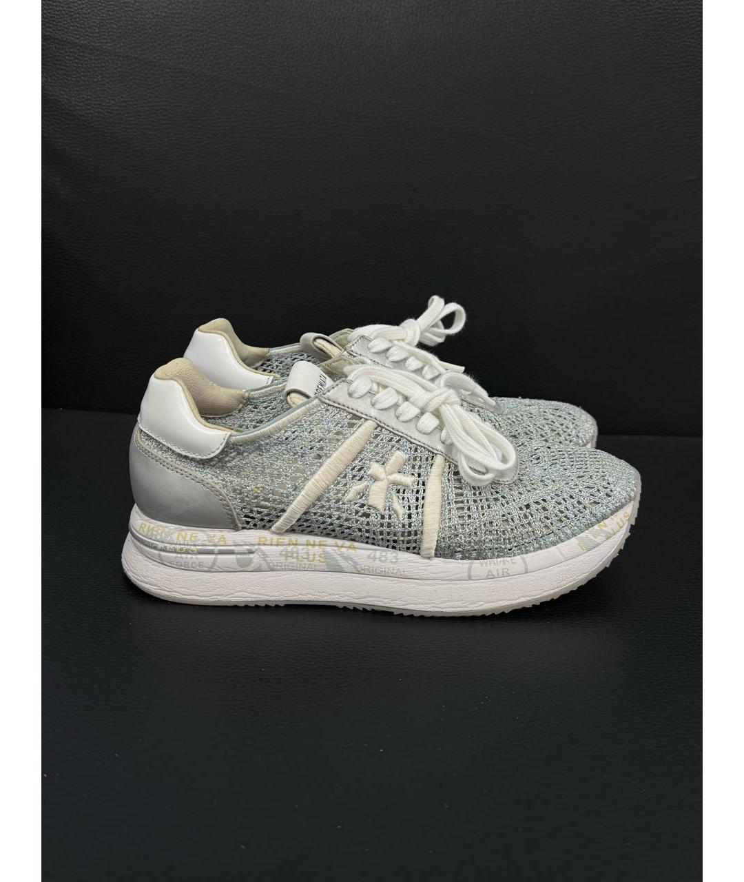PREMIATA Серебряные кожаные кроссовки, фото 8