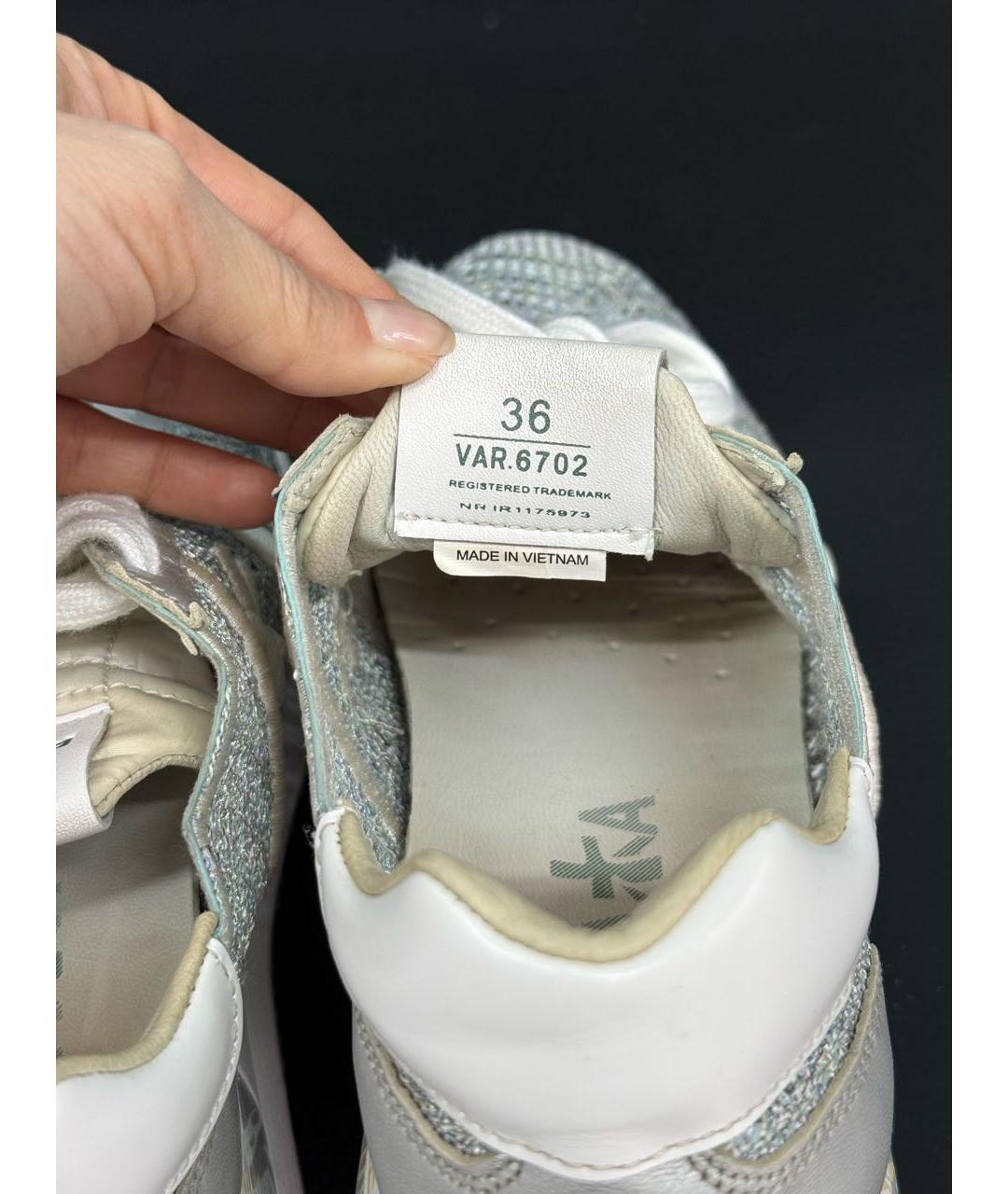 PREMIATA Серебряные кожаные кроссовки, фото 6
