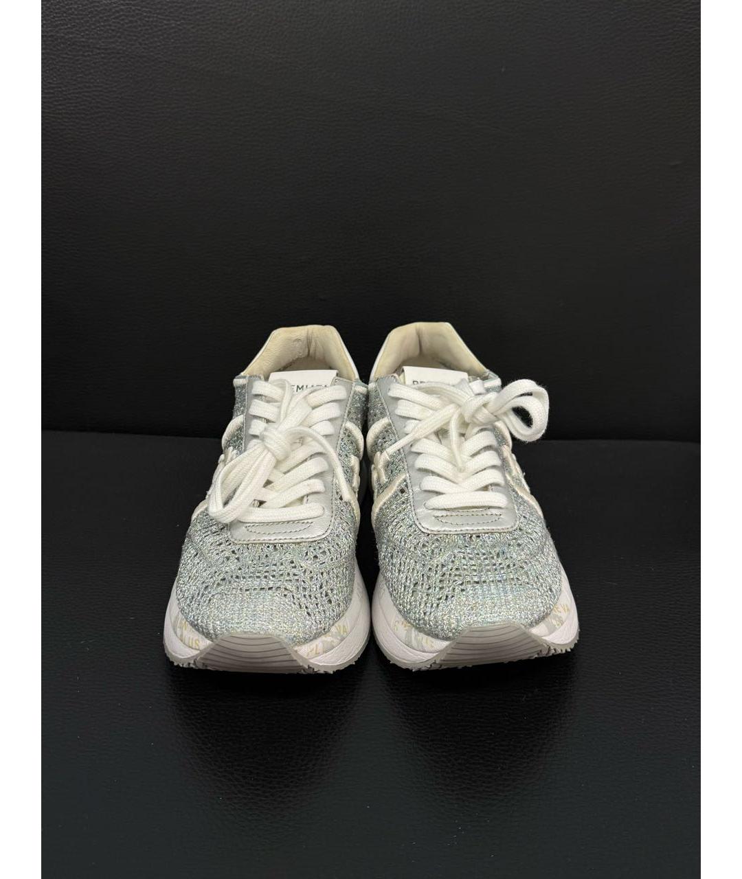 PREMIATA Серебряные кожаные кроссовки, фото 2