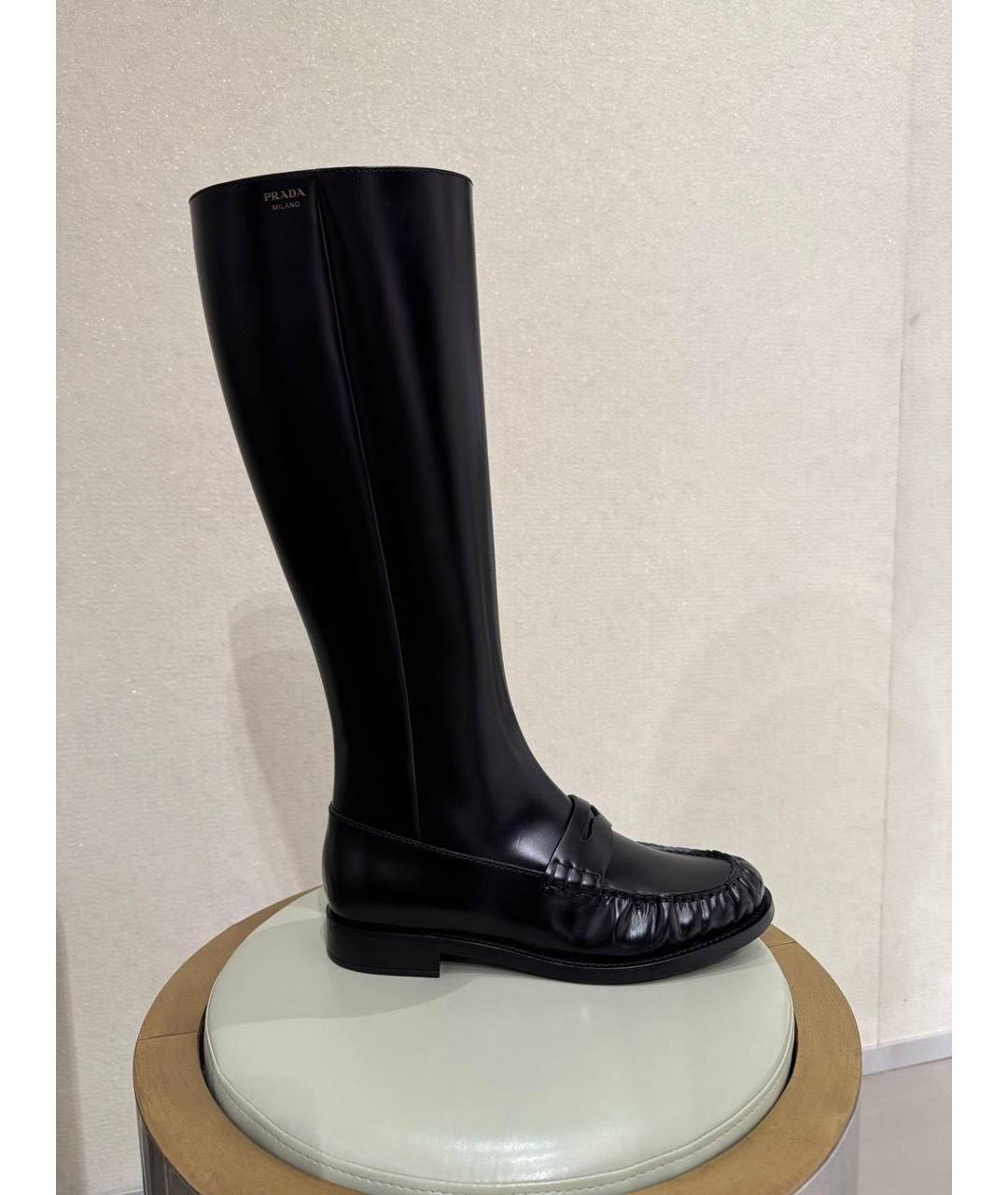 PRADA Черные кожаные сапоги, фото 4