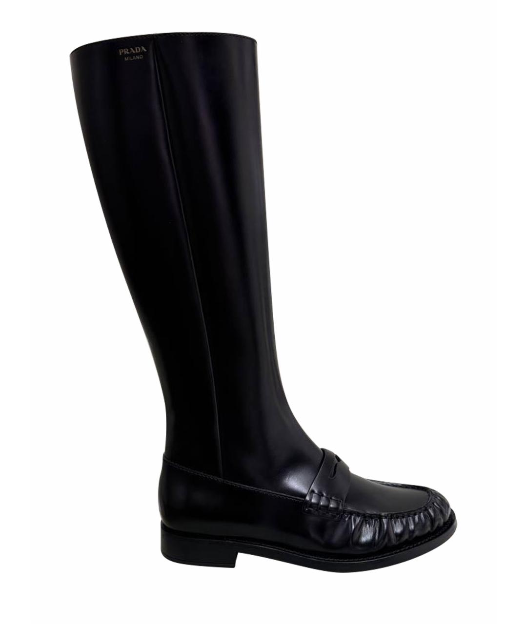 PRADA Черные кожаные сапоги, фото 1