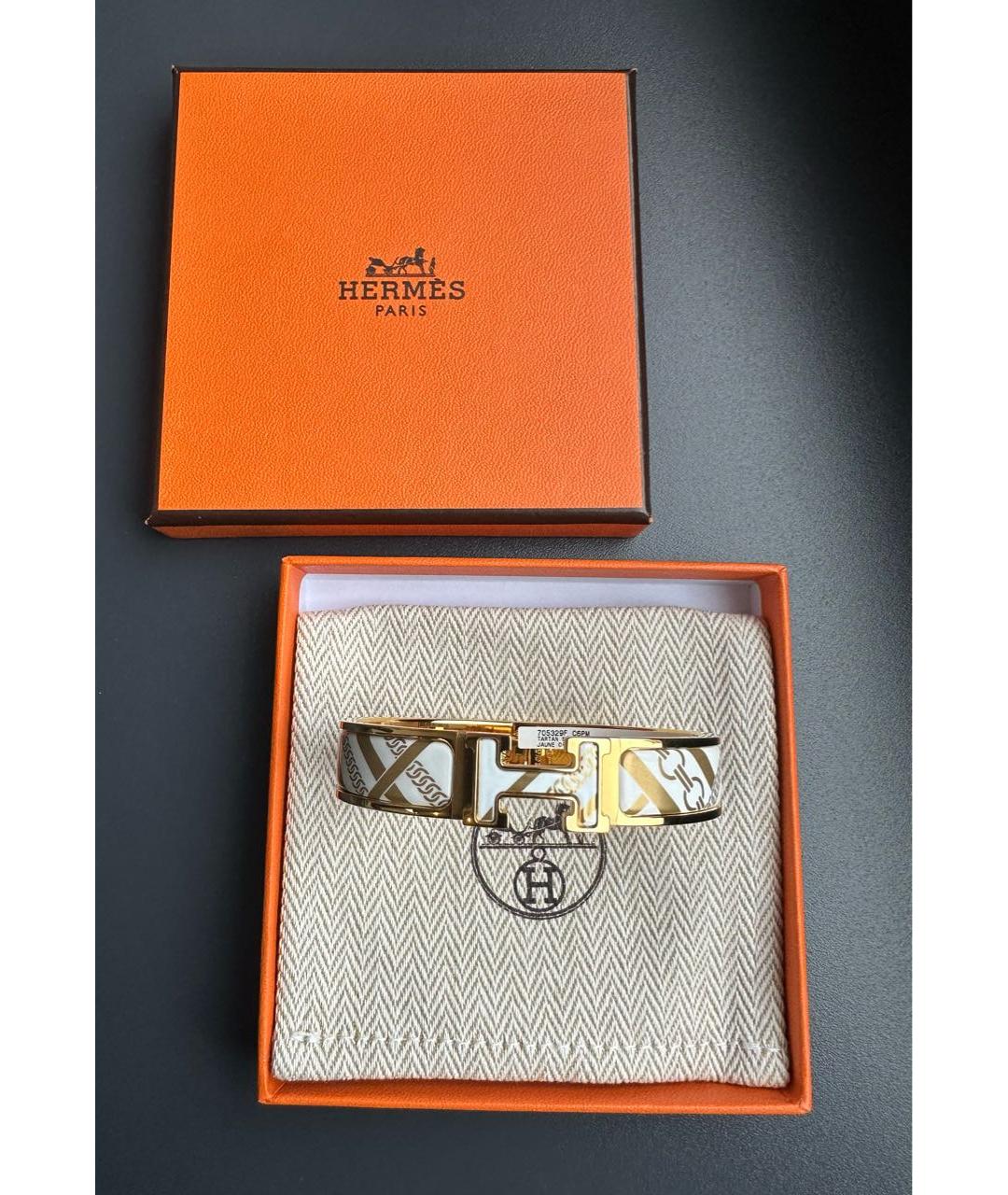 HERMES Белый металлический браслет, фото 4