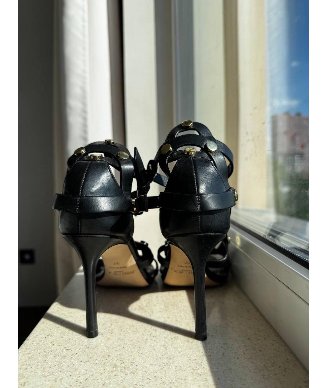 JIMMY CHOO Черные кожаные босоножки, фото 4