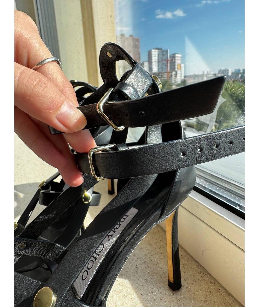 JIMMY CHOO Черные кожаные босоножки, фото 5