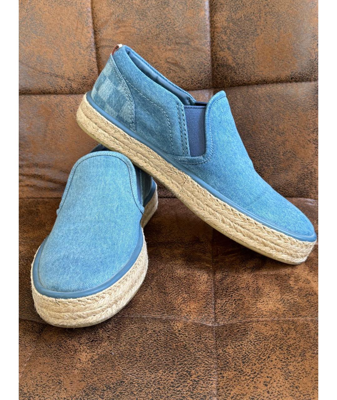 LOUIS VUITTON Голубые текстильные слипоны, фото 3