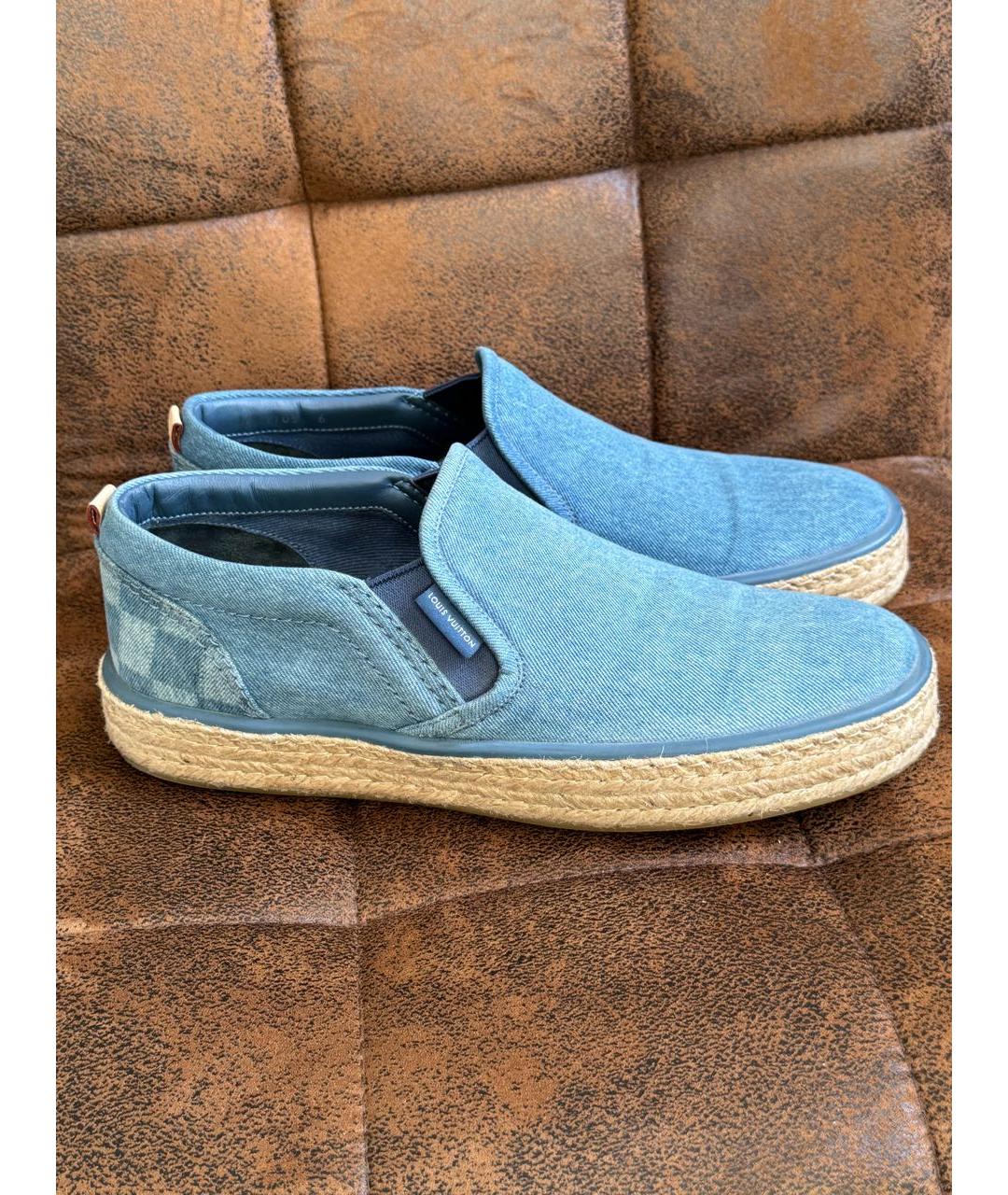 LOUIS VUITTON Голубые текстильные слипоны, фото 9