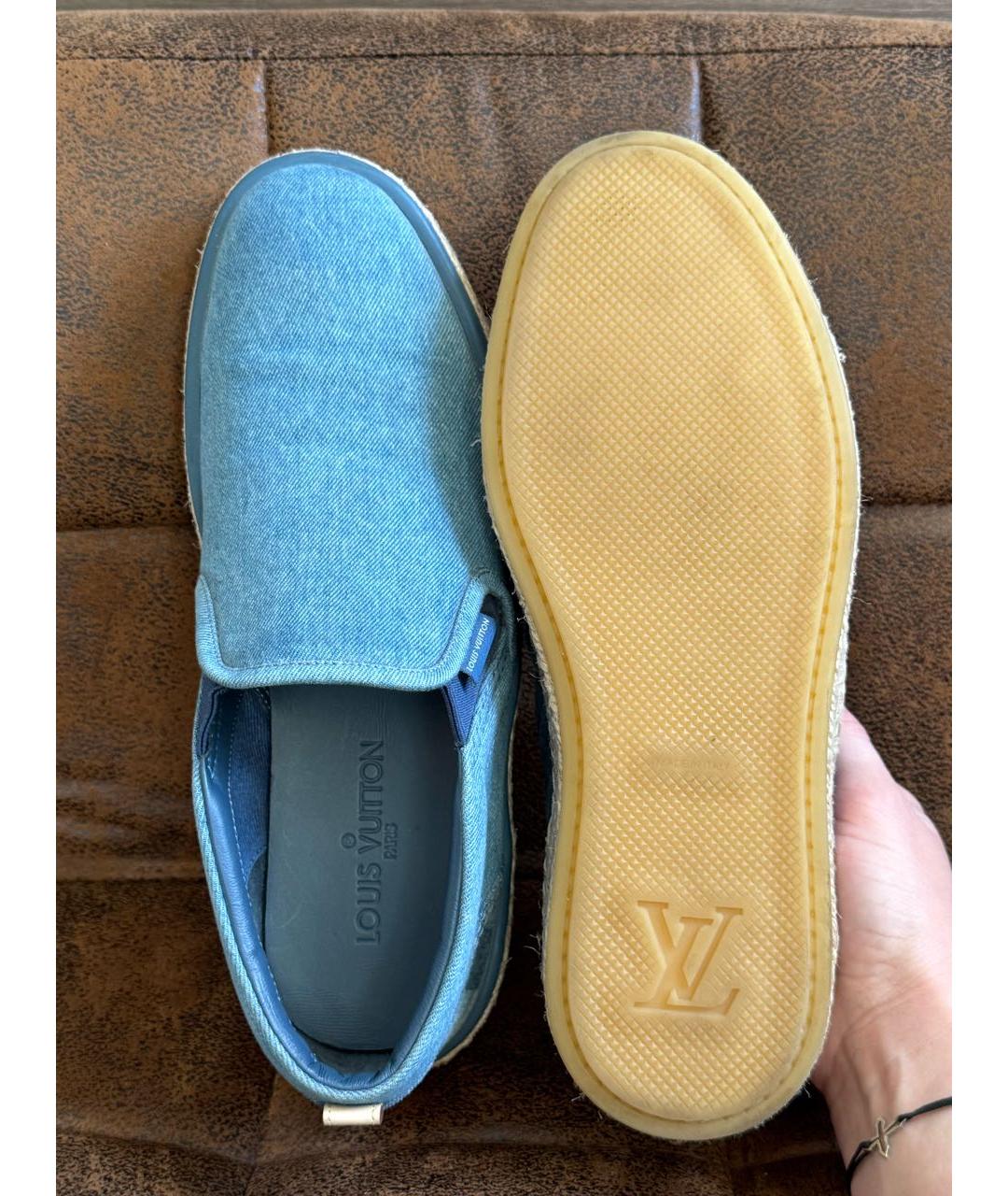 LOUIS VUITTON Голубые текстильные слипоны, фото 4