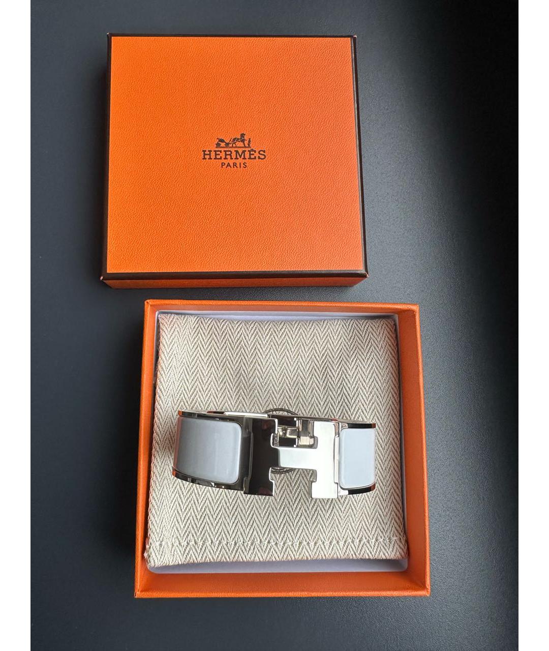 HERMES Белый металлический браслет, фото 4
