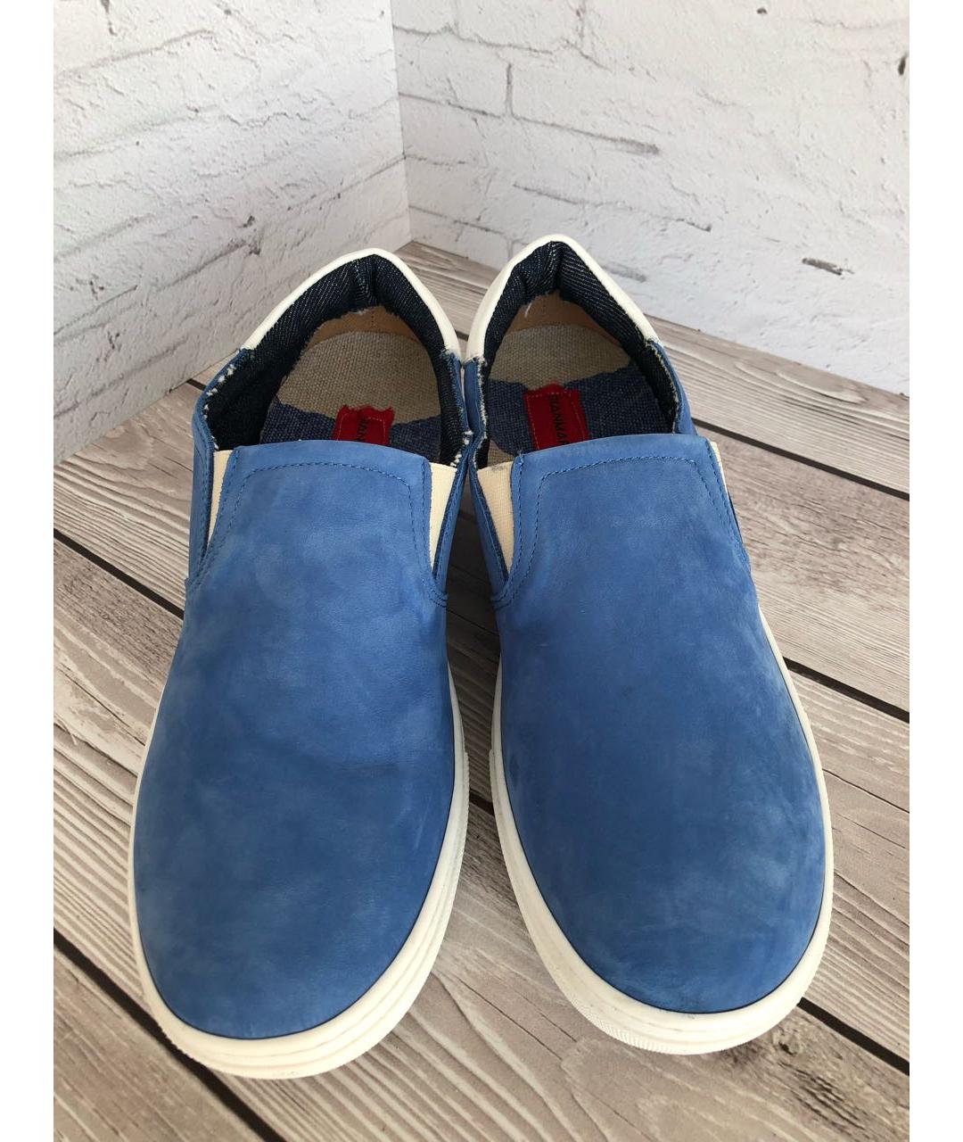 GIAN MARCO LORENZI Синие нубуковые мокасины, фото 2
