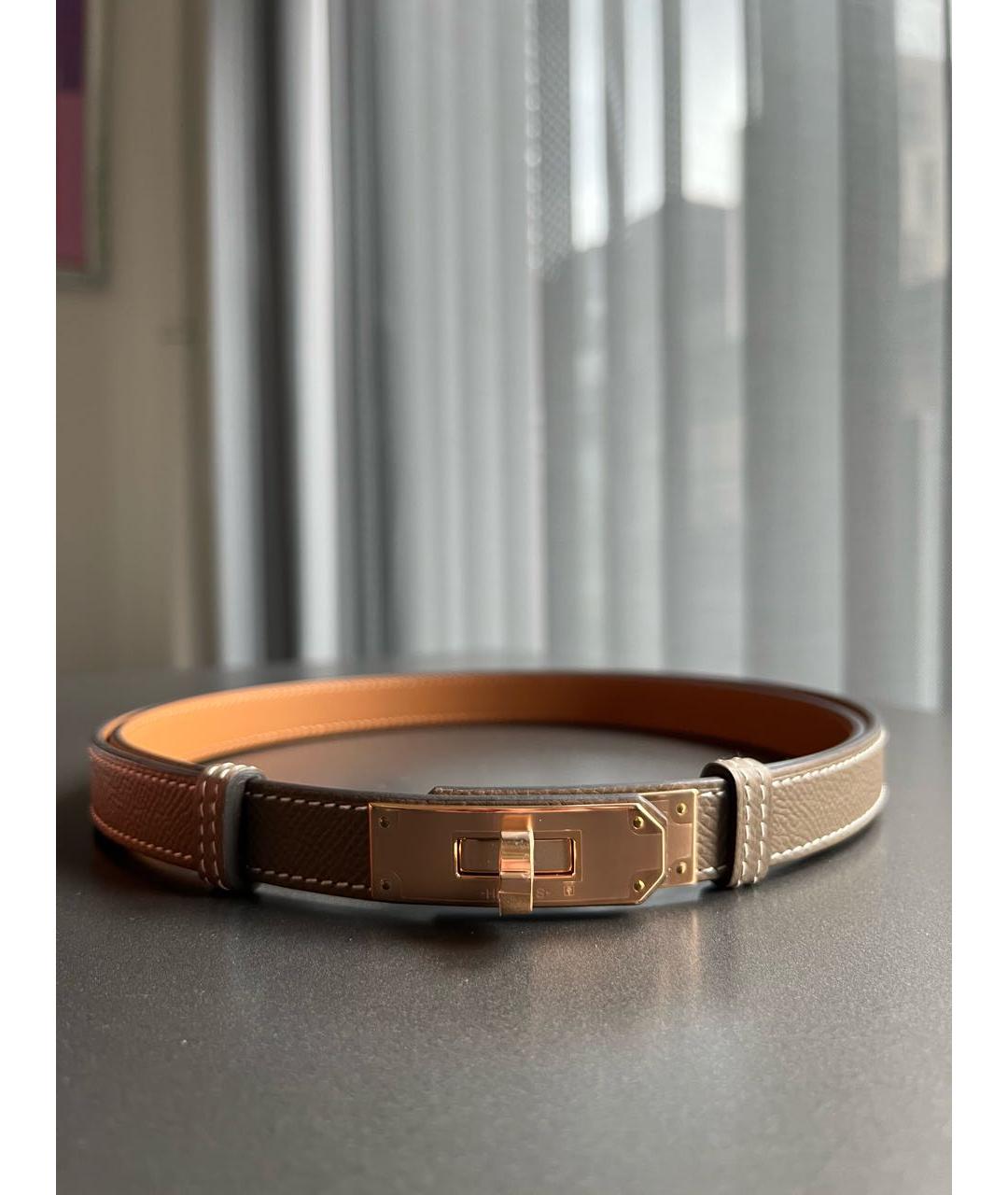 HERMES Бежевый кожаный ремень, фото 9