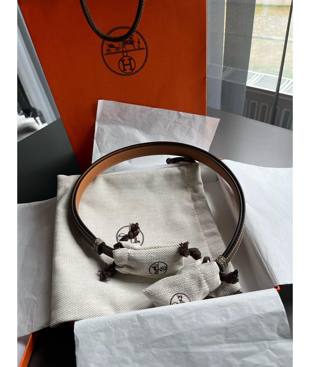 HERMES Бежевый кожаный ремень, фото 4