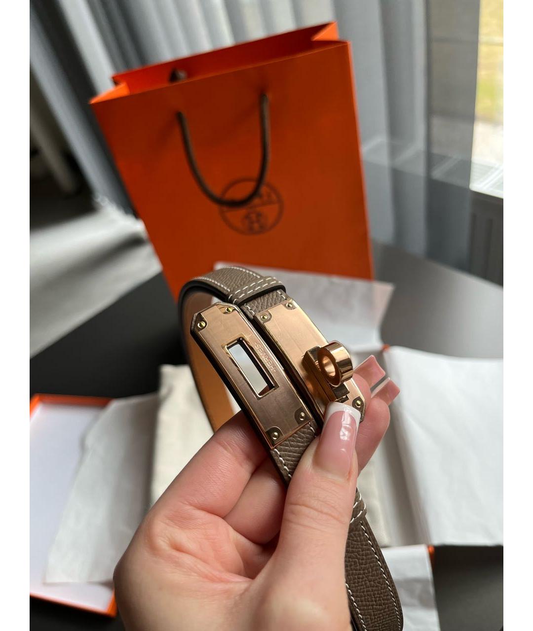 HERMES Бежевый кожаный ремень, фото 8