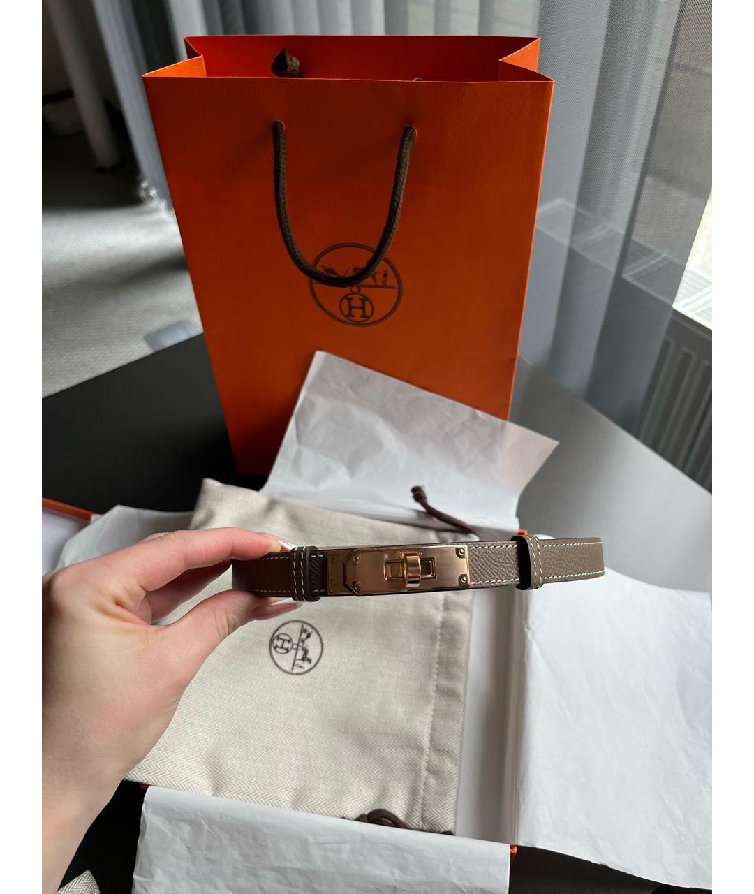 HERMES Бежевый кожаный ремень, фото 5