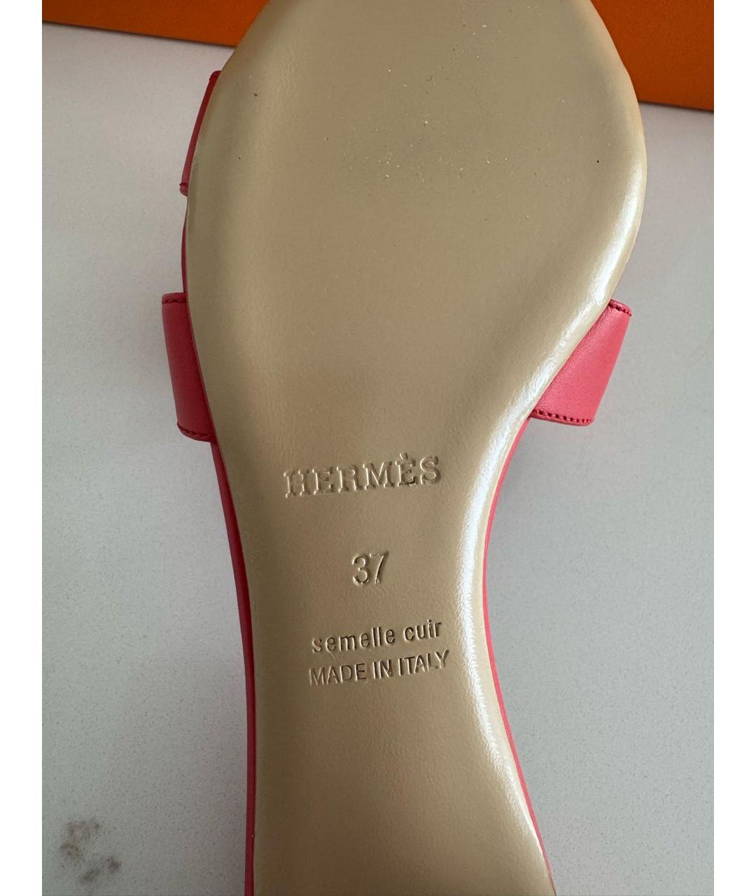 HERMES Красные кожаные мюли, фото 4