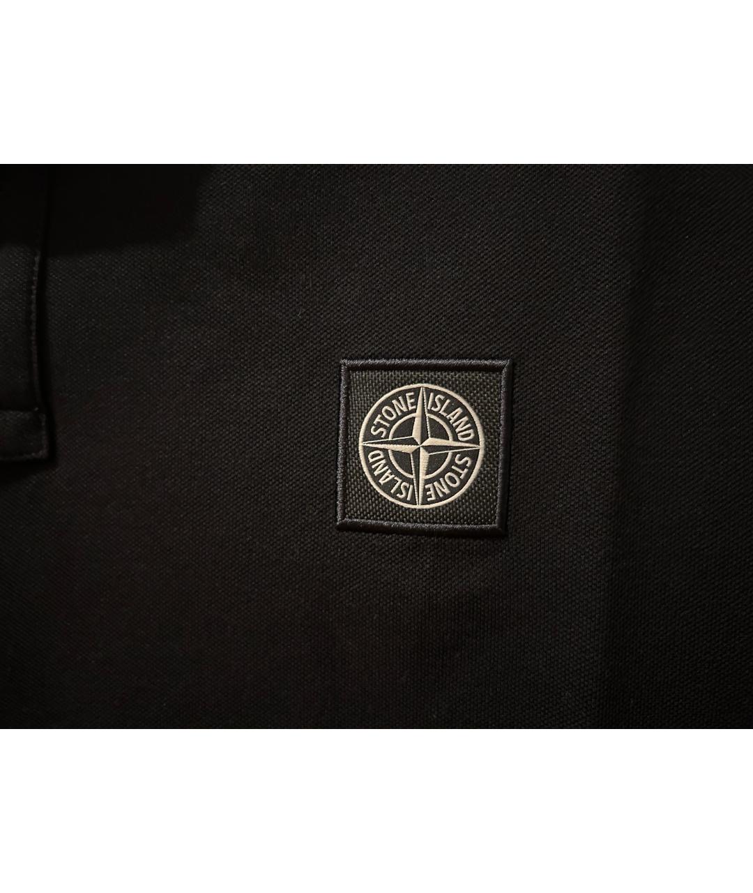 STONE ISLAND Черное хлопковое поло с длинным рукавом, фото 4