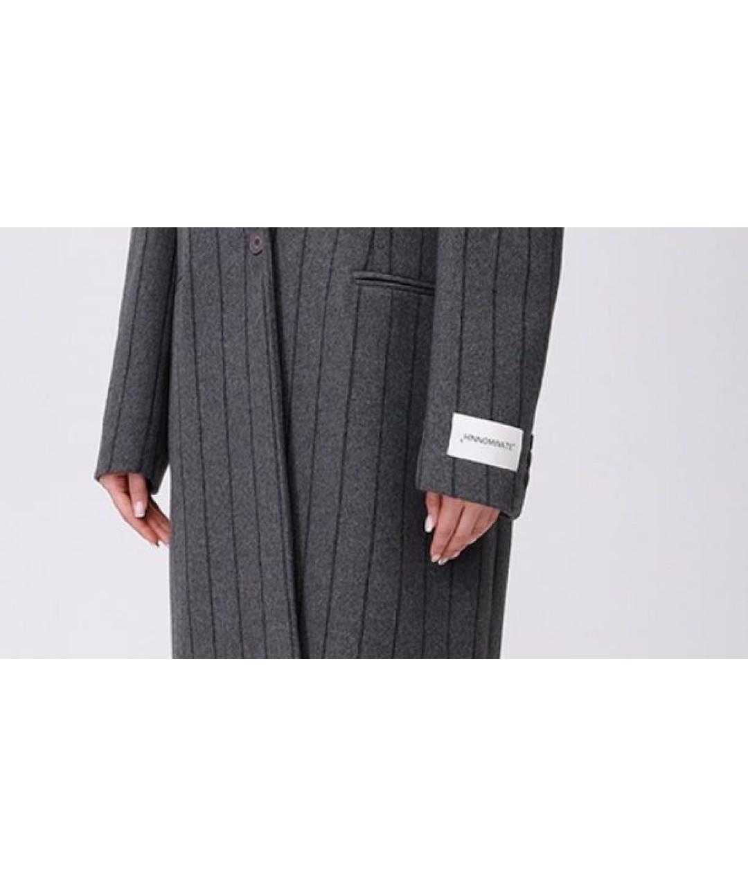 HINNOMINATE Антрацитовое шерстяное пальто, фото 3