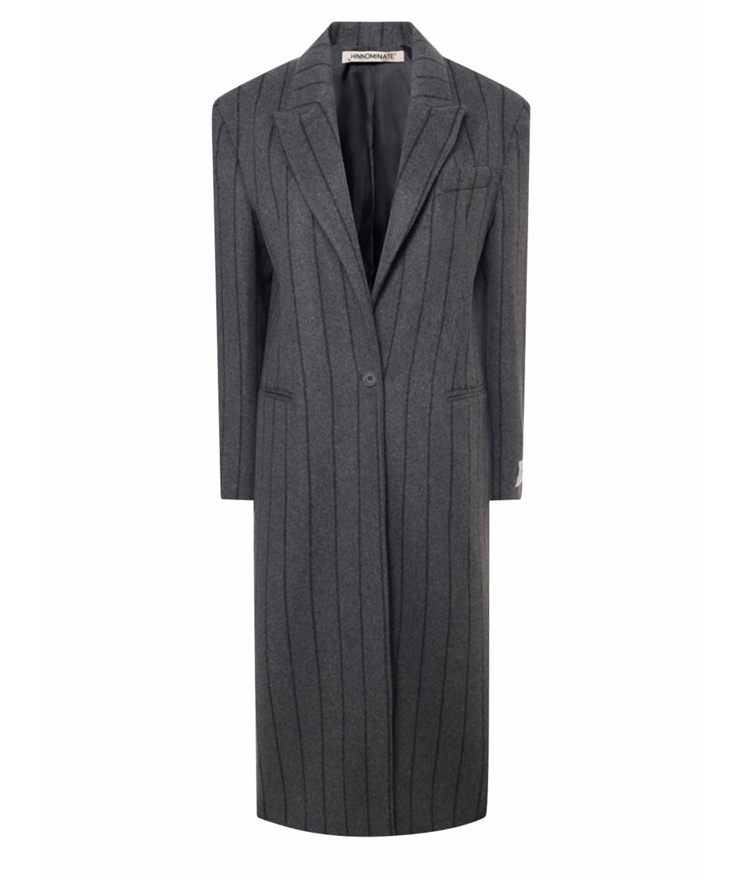 HINNOMINATE Антрацитовое шерстяное пальто, фото 1