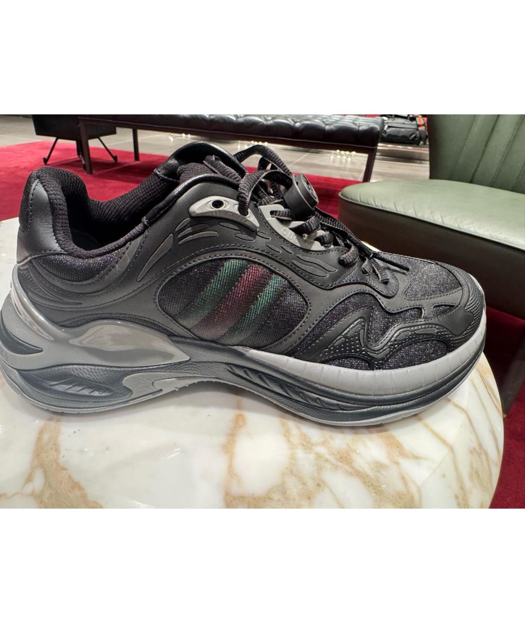 GUCCI Черные синтетические низкие кроссовки / кеды, фото 8