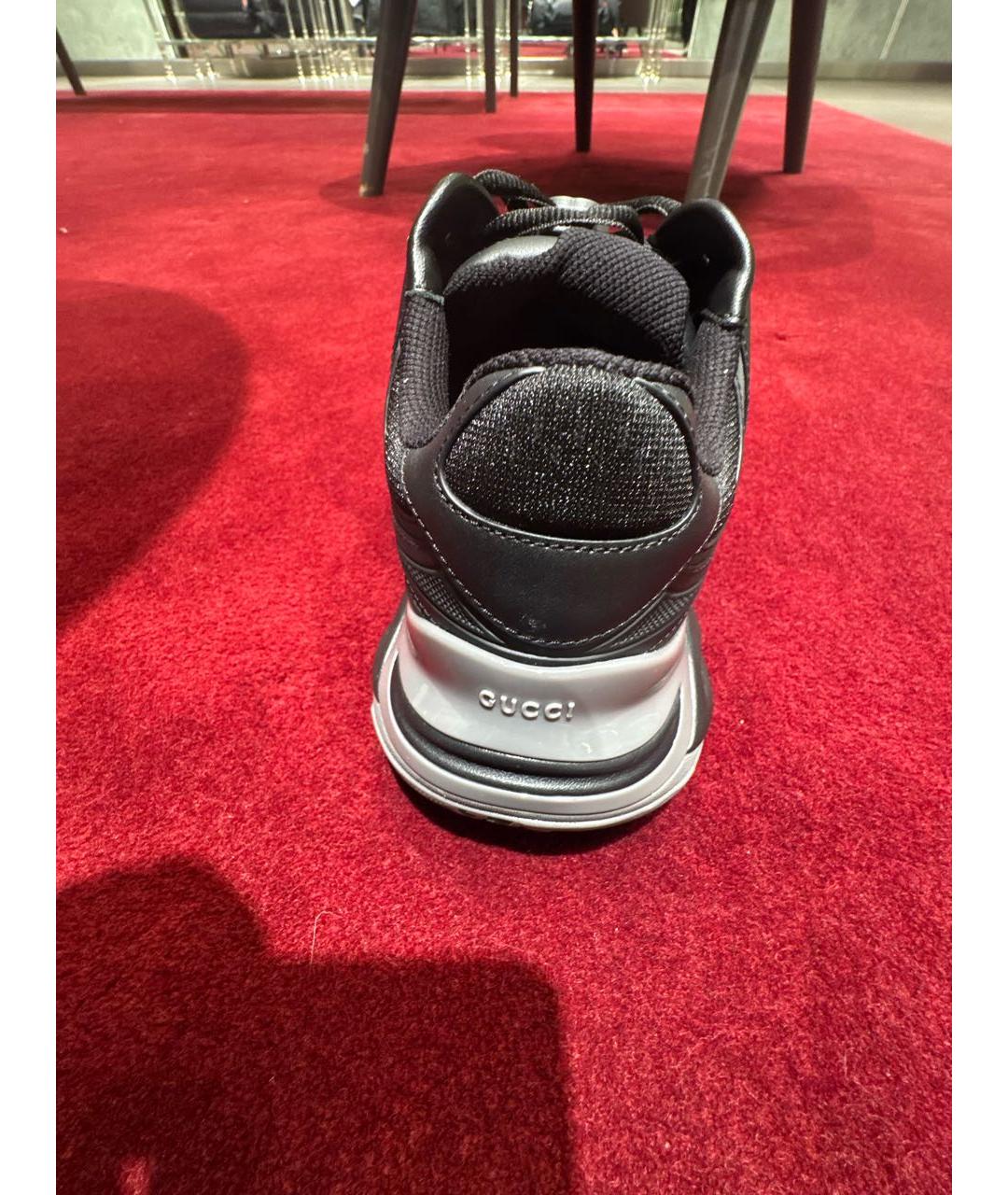 GUCCI Черные синтетические низкие кроссовки / кеды, фото 5