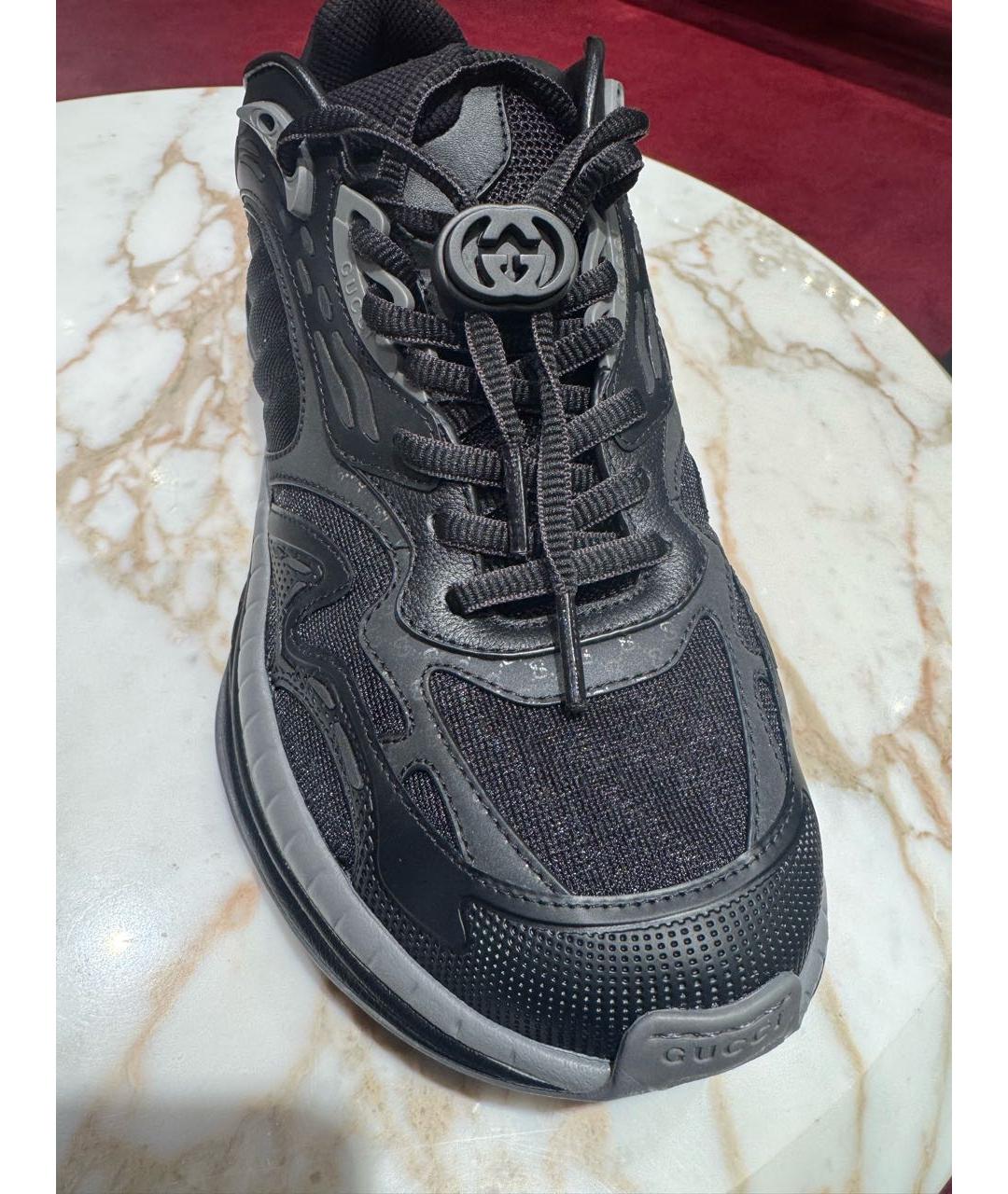 GUCCI Черные синтетические низкие кроссовки / кеды, фото 2