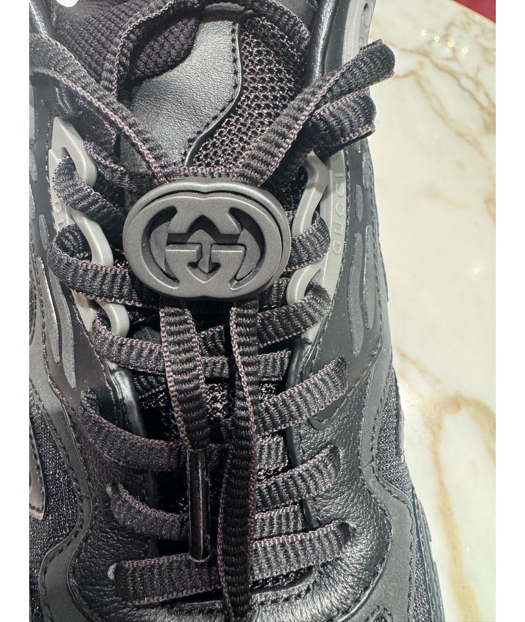 GUCCI Черные синтетические низкие кроссовки / кеды, фото 7