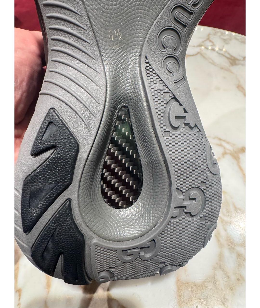 GUCCI Черные синтетические низкие кроссовки / кеды, фото 6