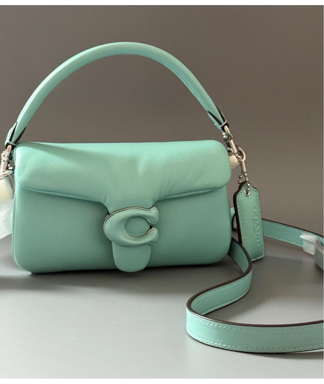 COACH Бирюзовая кожаная сумка через плечо, фото 2