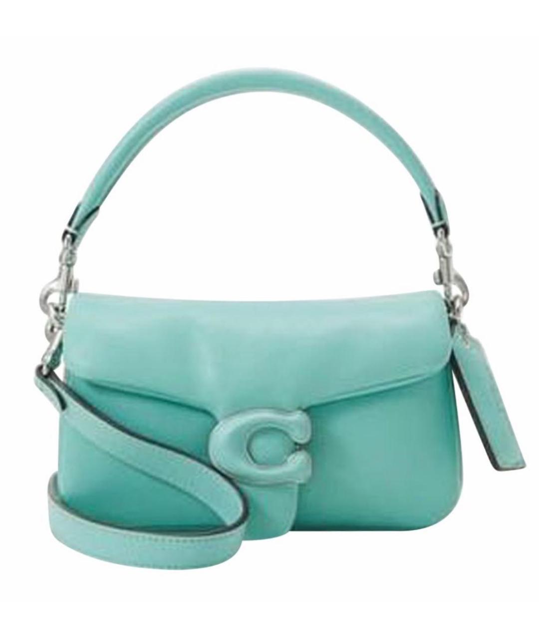 COACH Бирюзовая кожаная сумка через плечо, фото 9