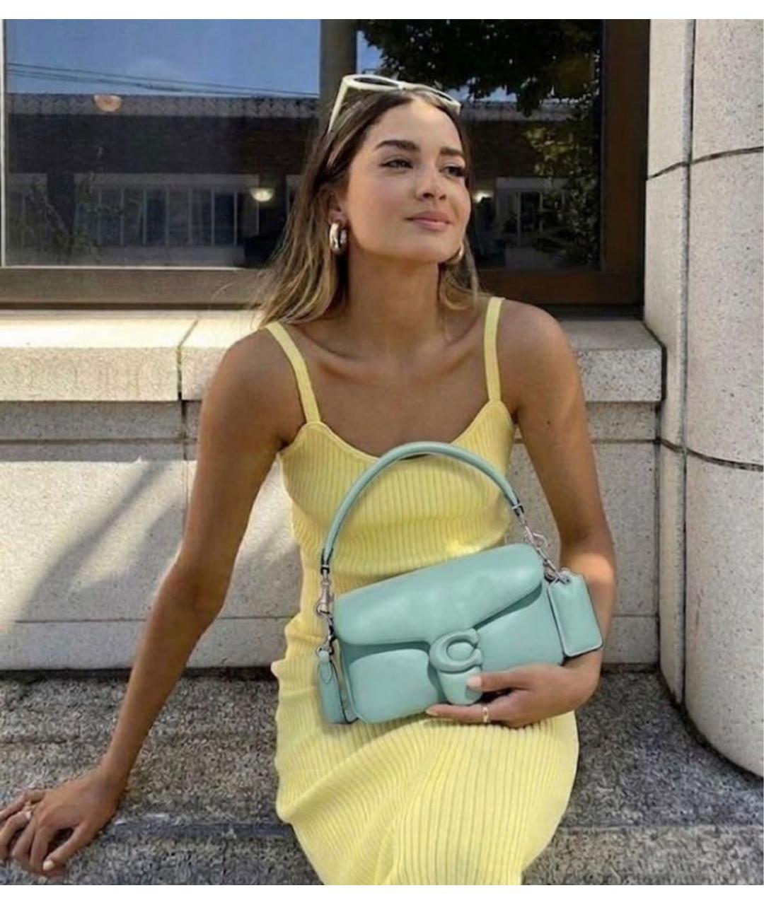 COACH Бирюзовая кожаная сумка через плечо, фото 4