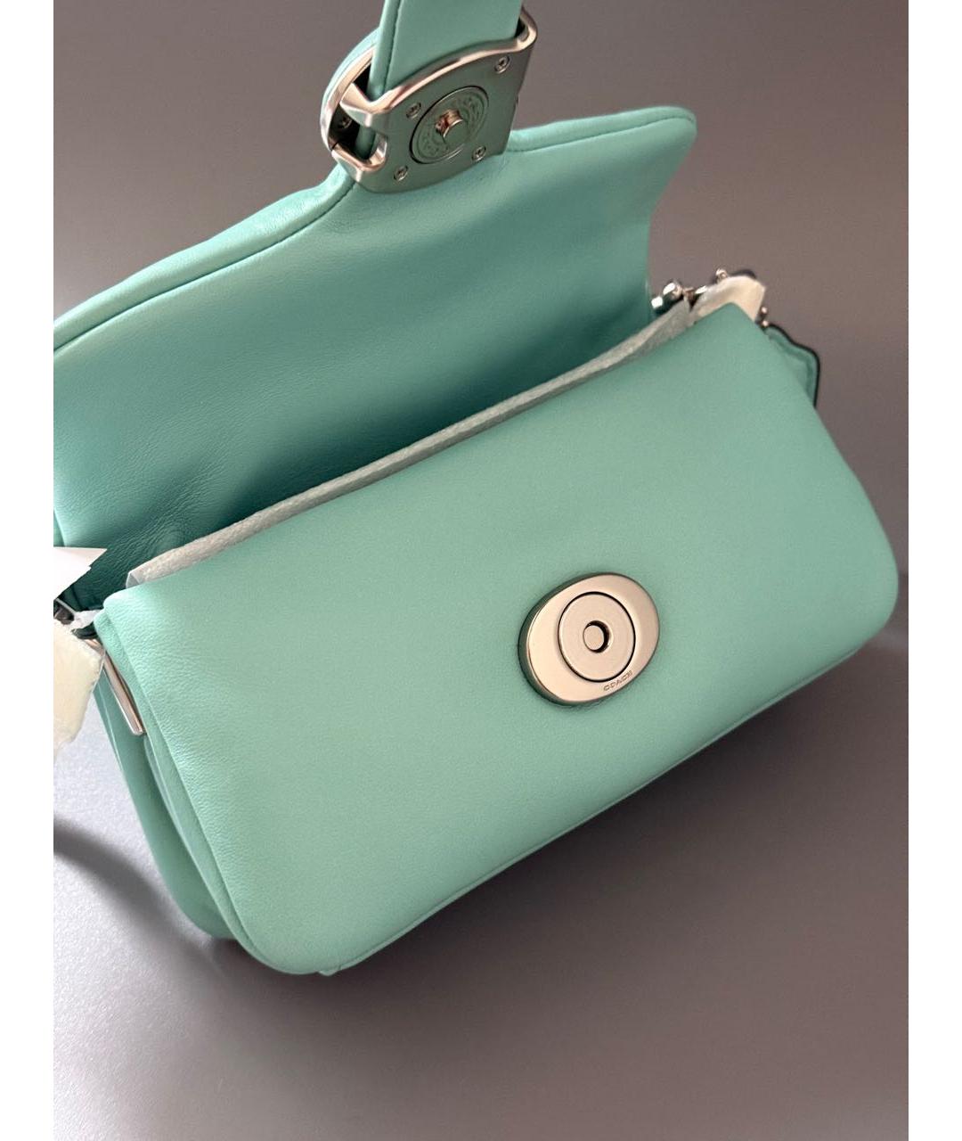 COACH Бирюзовая кожаная сумка через плечо, фото 6