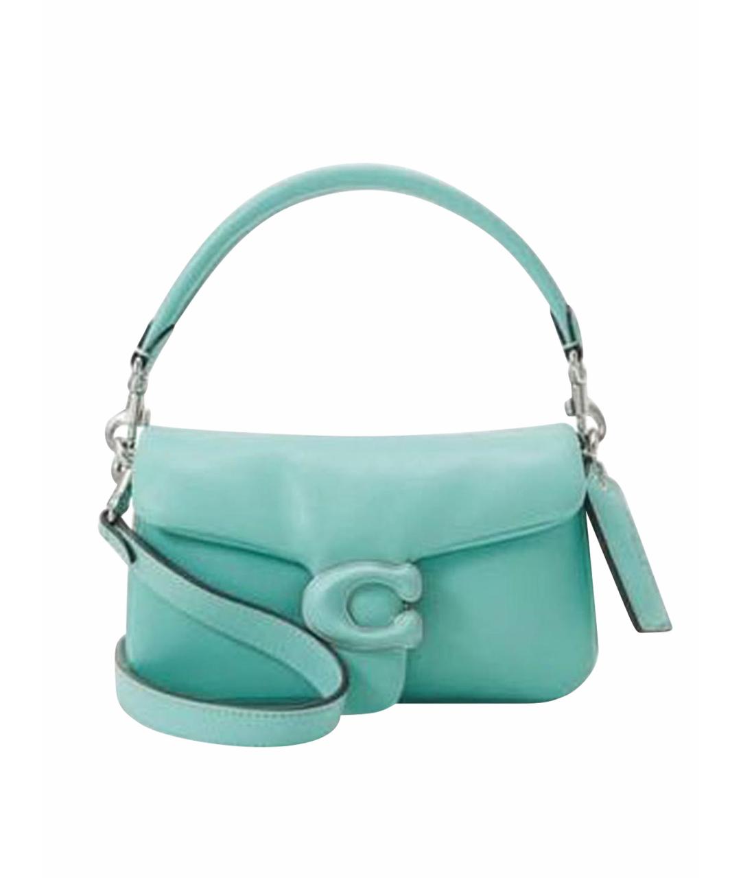 COACH Бирюзовая кожаная сумка через плечо, фото 1