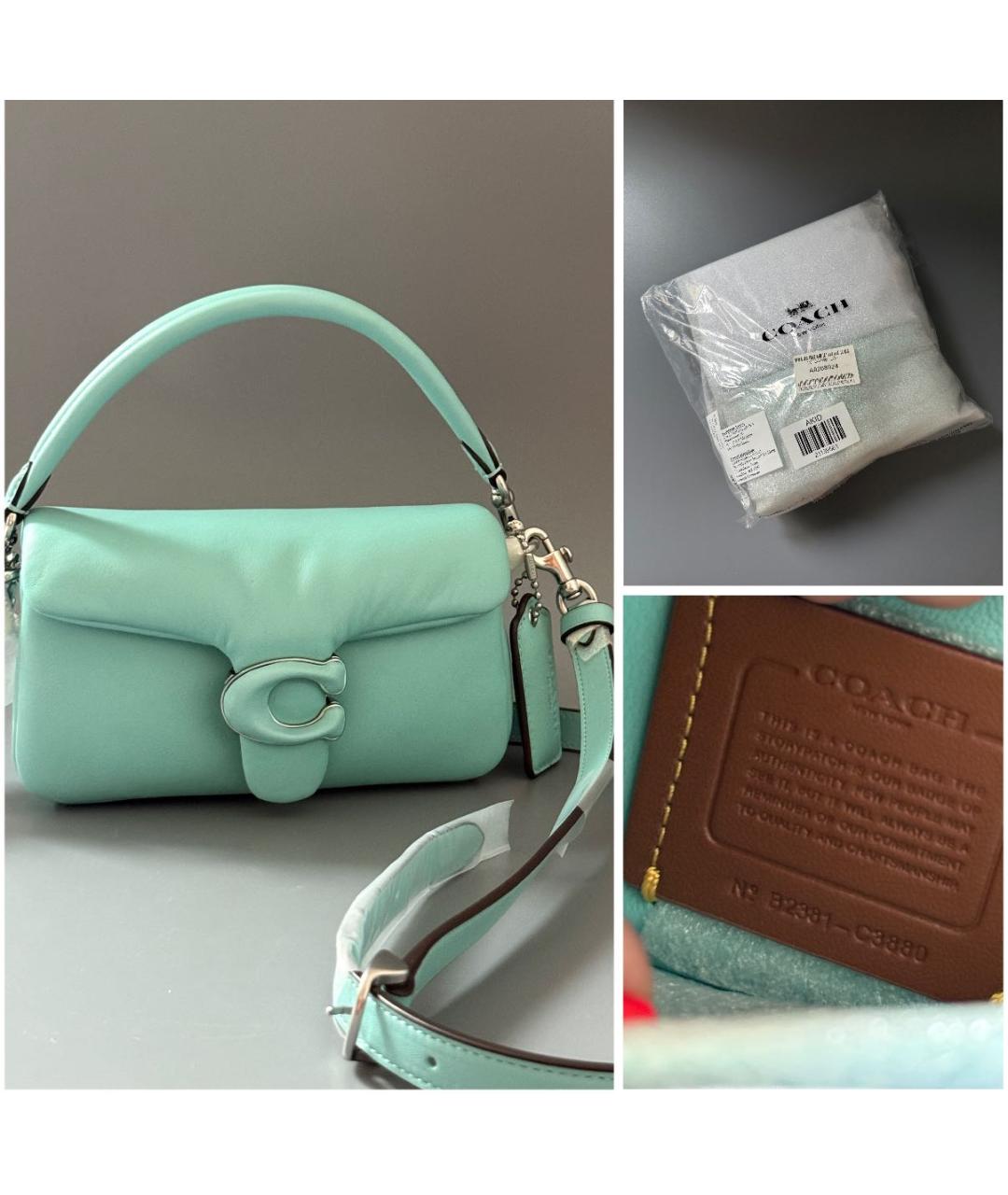 COACH Бирюзовая кожаная сумка через плечо, фото 8