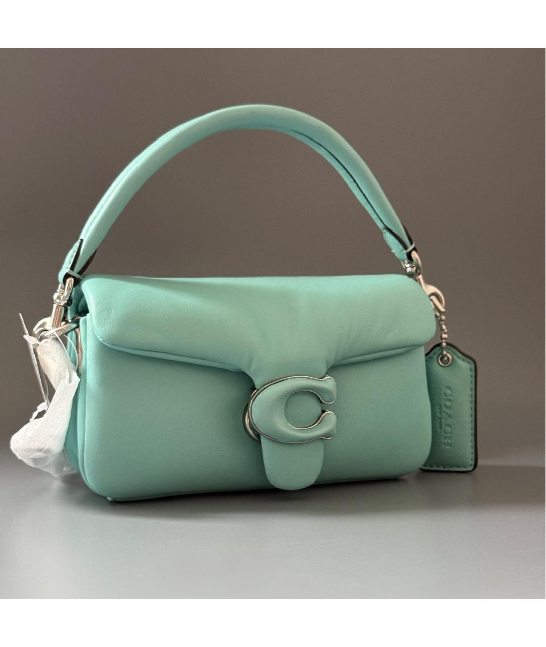 COACH Бирюзовая кожаная сумка через плечо, фото 7