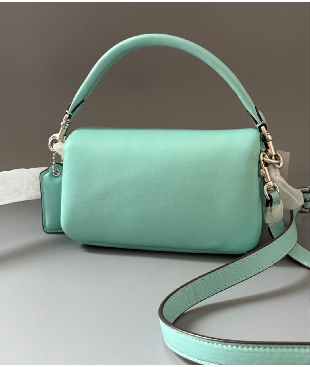 COACH Бирюзовая кожаная сумка через плечо, фото 3