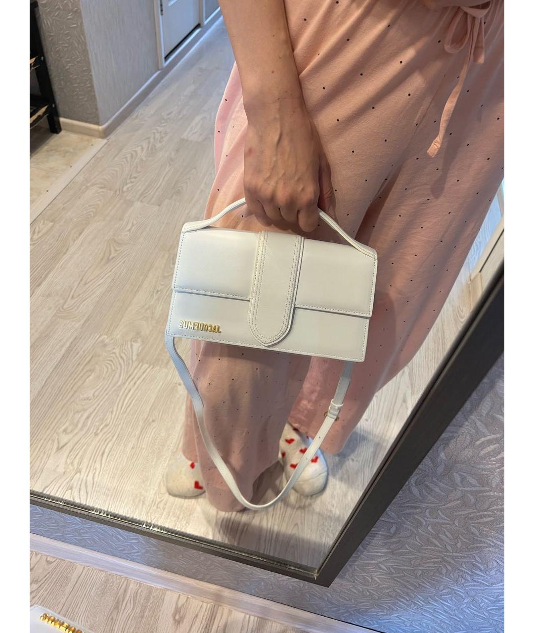JACQUEMUS Белая кожаная сумка с короткими ручками, фото 4