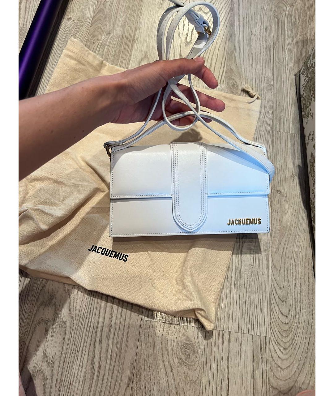 JACQUEMUS Белая кожаная сумка с короткими ручками, фото 2