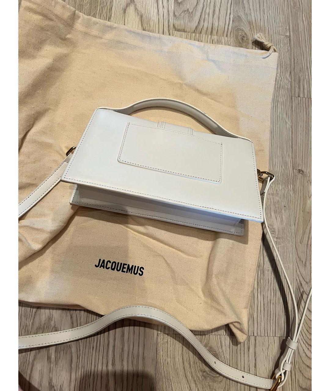 JACQUEMUS Белая кожаная сумка с короткими ручками, фото 3