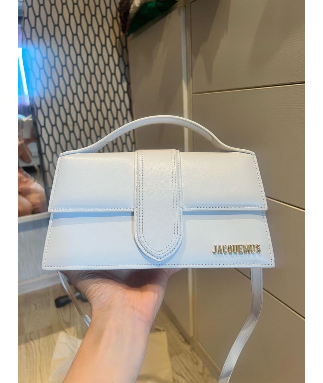 JACQUEMUS Белая кожаная сумка с короткими ручками, фото 5