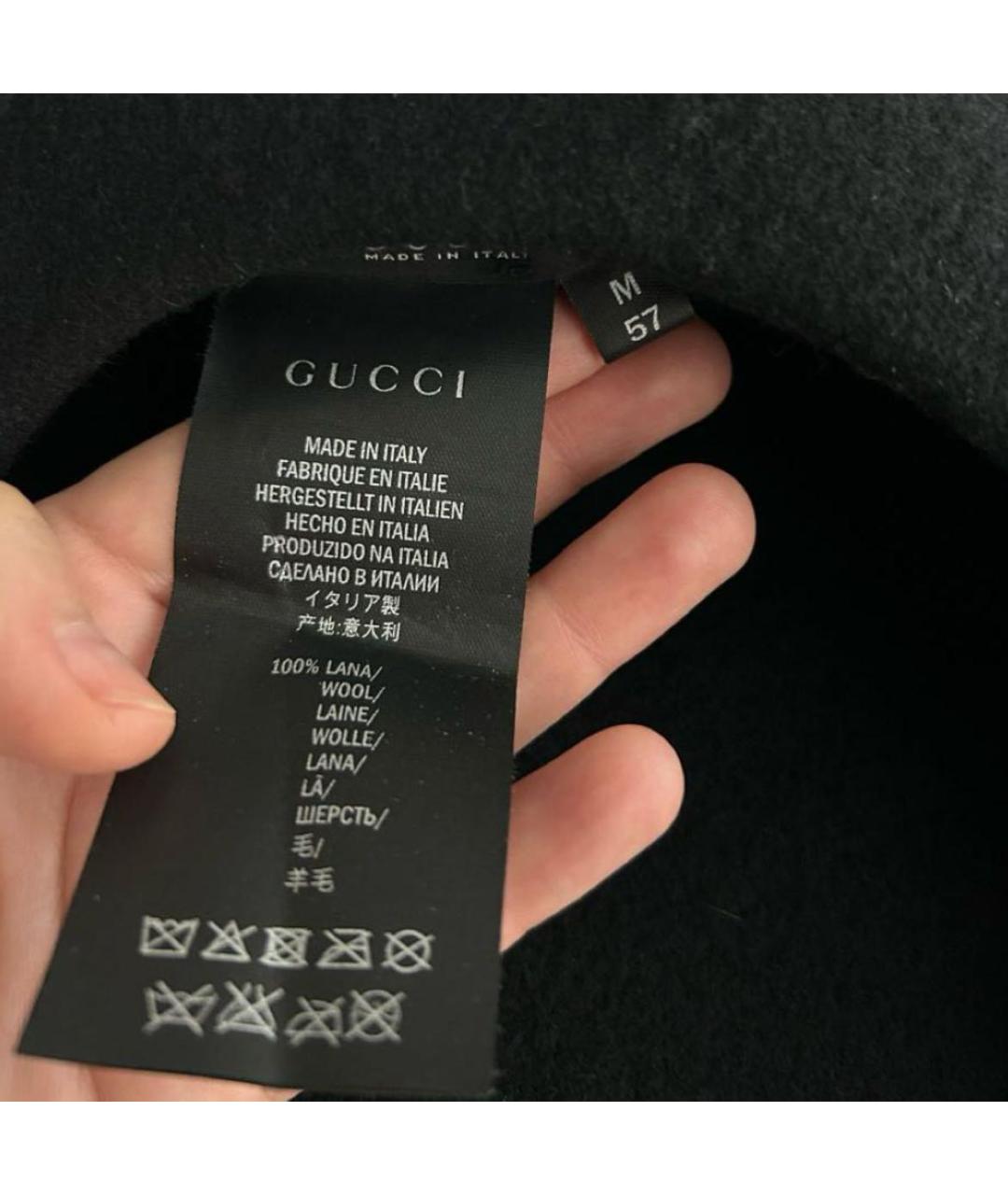 GUCCI Черная шерстяная шляпа, фото 3