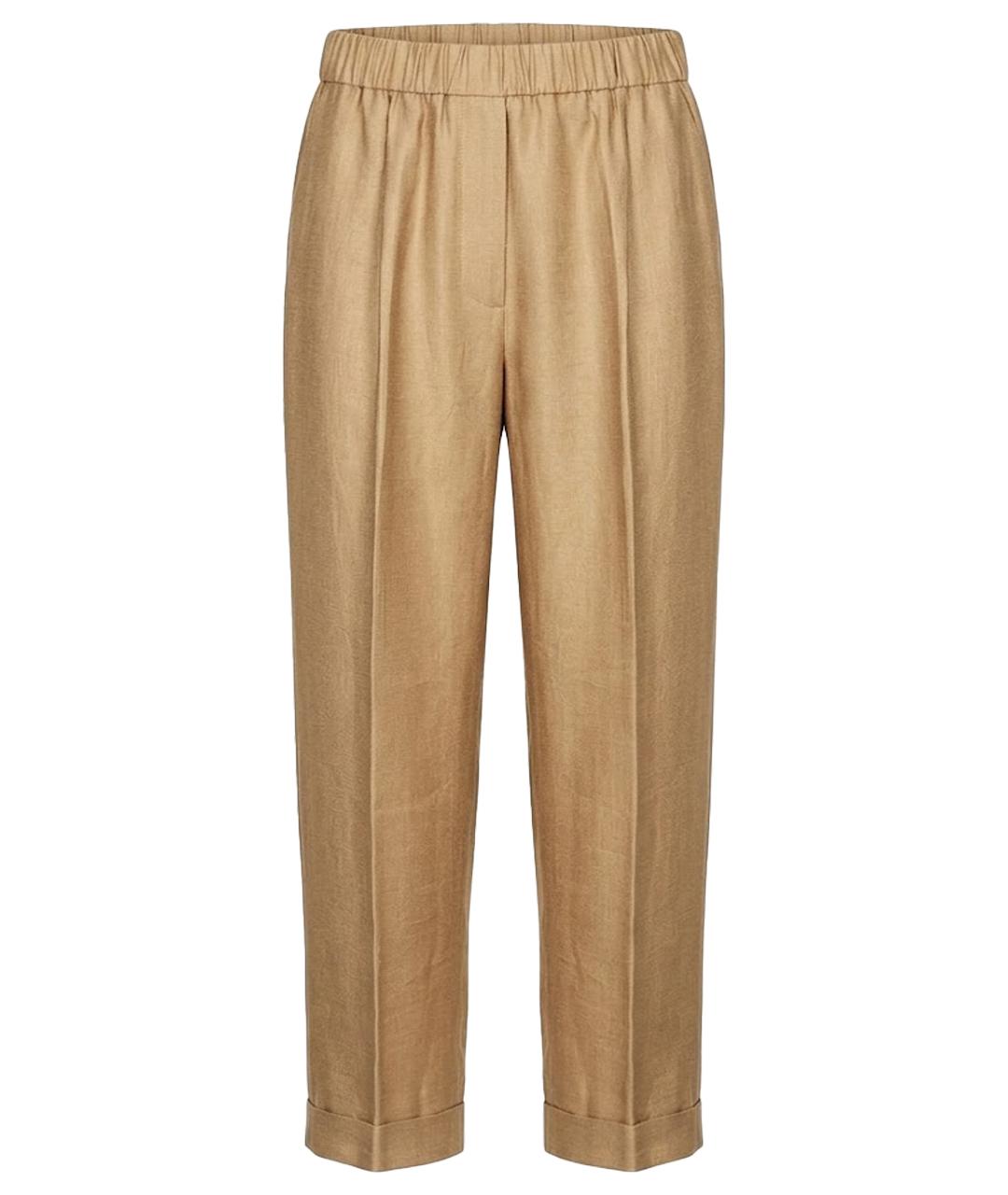 PESERICO Золотые вискозные брюки широкие, фото 1