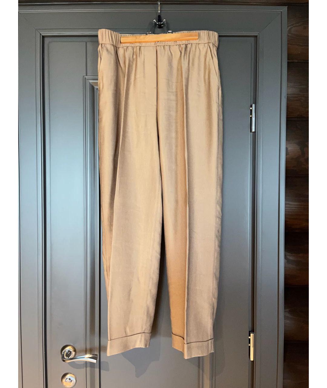 PESERICO Золотые вискозные брюки широкие, фото 5