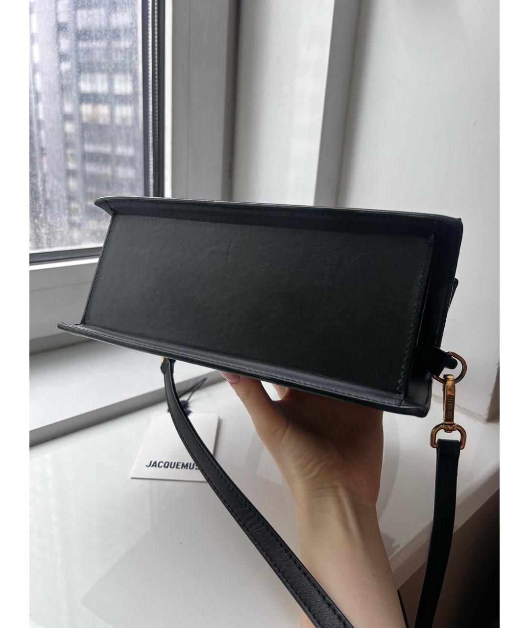 JACQUEMUS Черная кожаная сумка с короткими ручками, фото 7