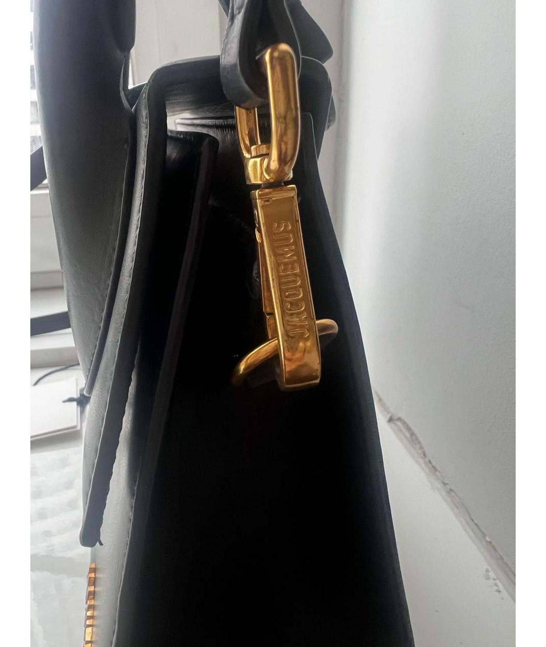 JACQUEMUS Черная кожаная сумка с короткими ручками, фото 6