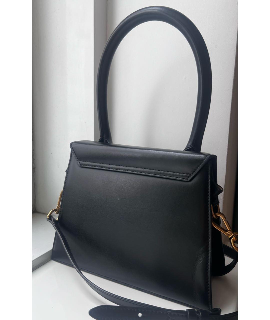 JACQUEMUS Черная кожаная сумка с короткими ручками, фото 3