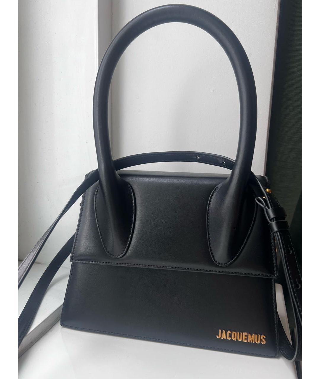 JACQUEMUS Черная кожаная сумка с короткими ручками, фото 9