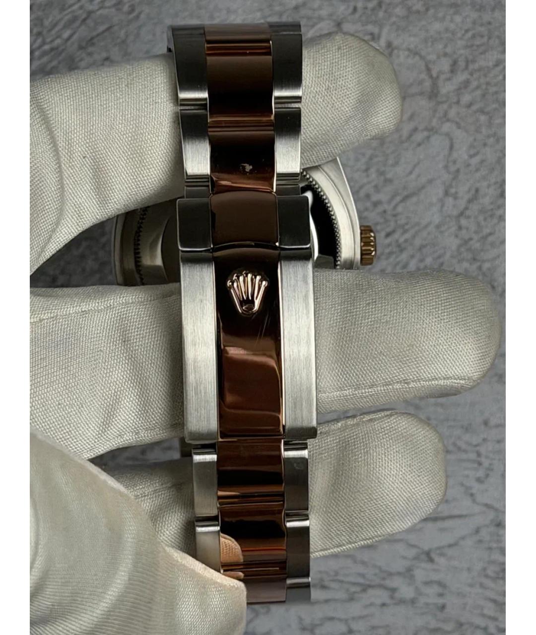 ROLEX Черные часы из розового золота, фото 6