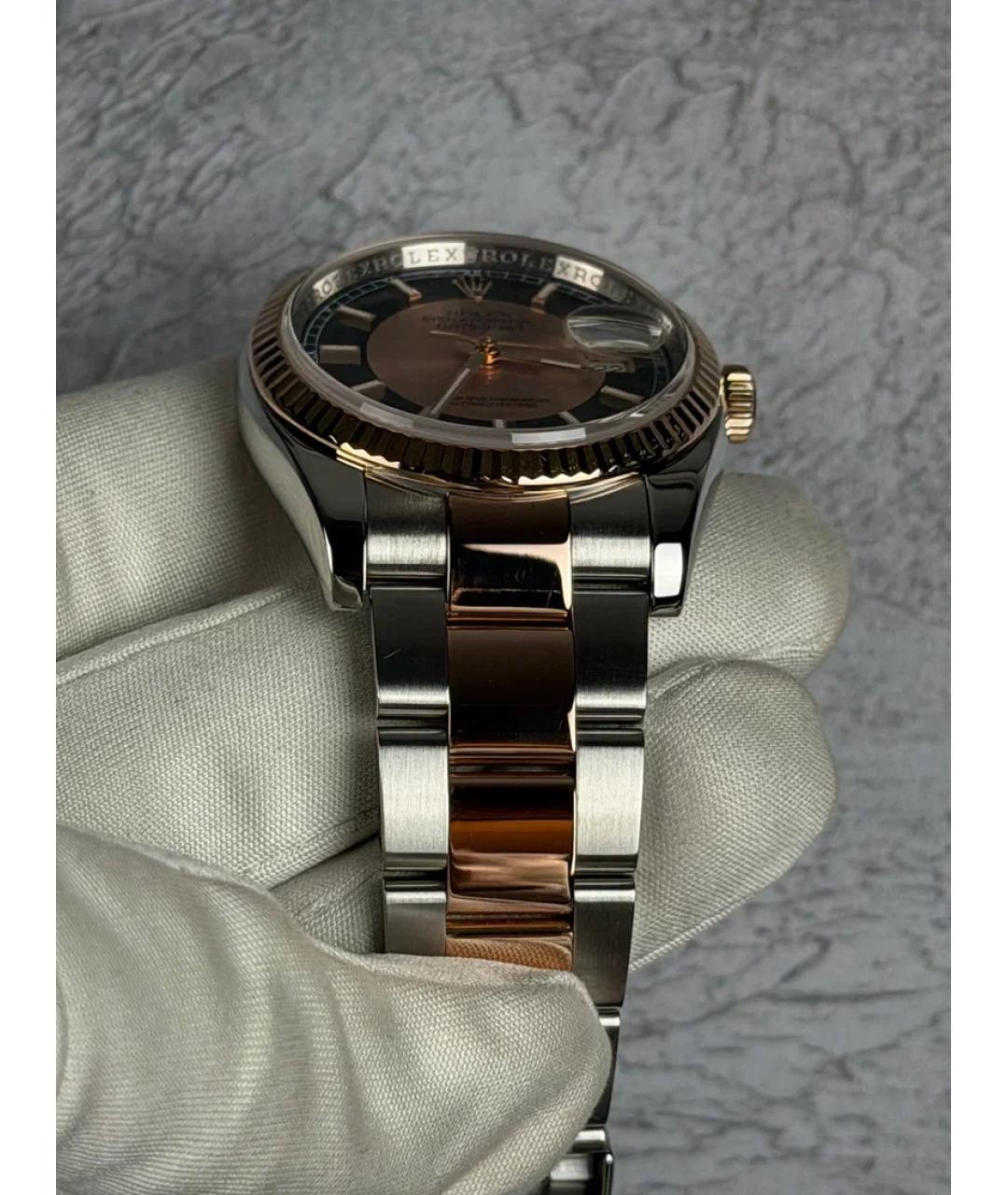 ROLEX Черные часы из розового золота, фото 5