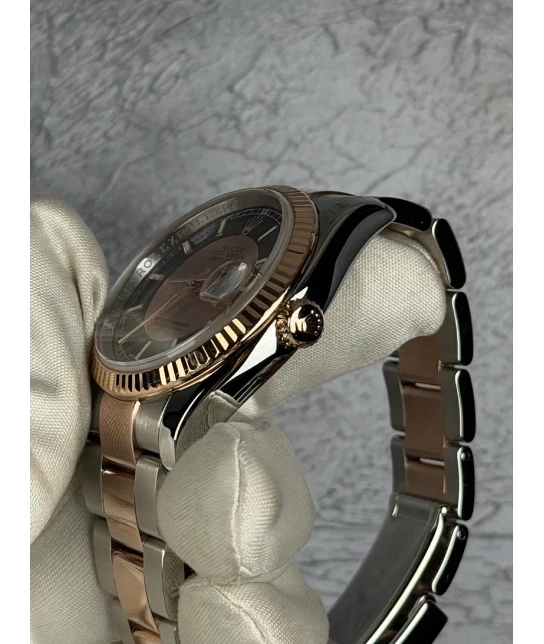 ROLEX Черные часы из розового золота, фото 3