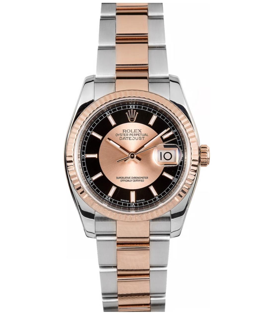 ROLEX Черные часы из розового золота, фото 7